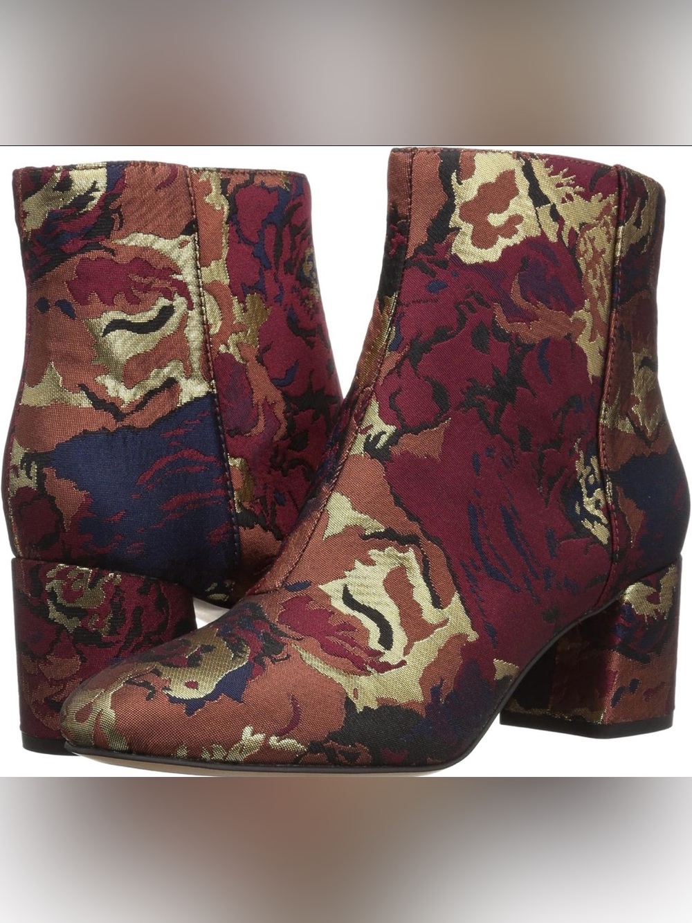 Franco Sarto Floral Brocade Jubilee Ankle Boots